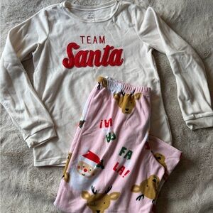 Carter's Team Santa Pajama Set - White and Pink